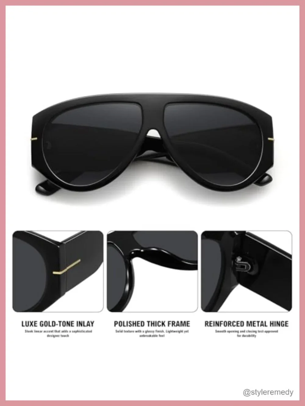Oversized Aviator Sunglasses for Women Trendy Wide Frame Shades UV400